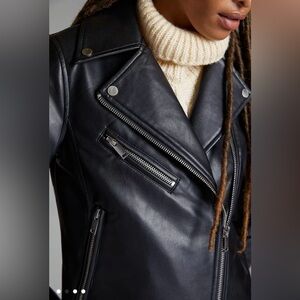 Anthropologie Avec Les Filles Black Relaxed Faux Leather Moto Jacket Women’s XS